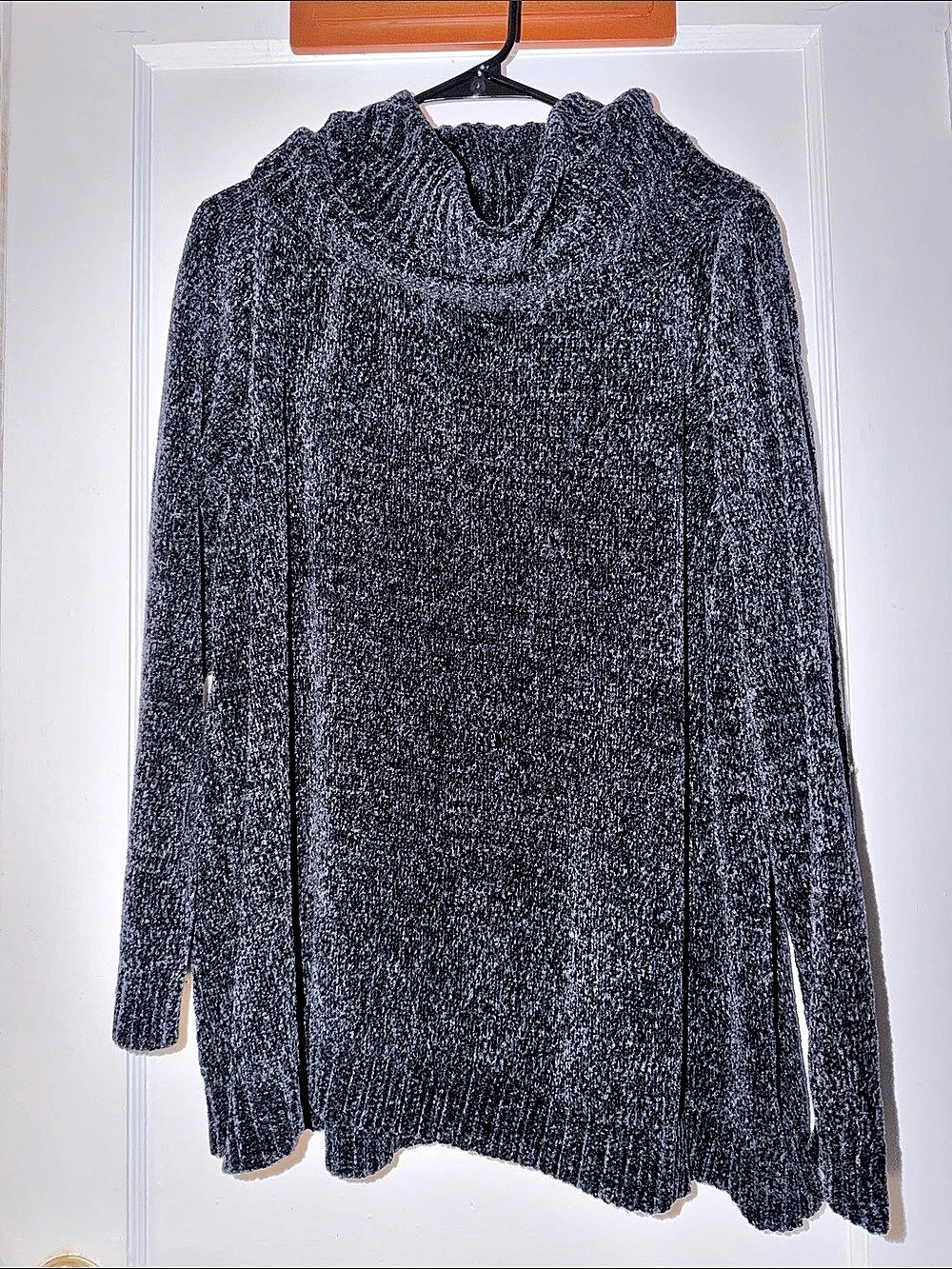 Karen Scott Cowl Neck Chenille Sweater Black Size 2X